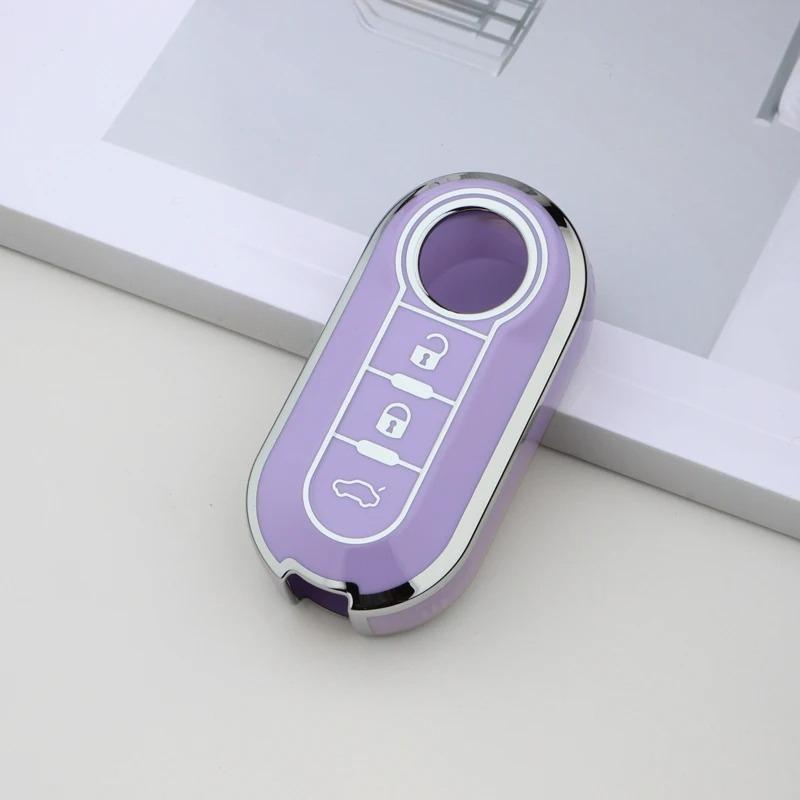 Tpu Car Key Cover Case Remote Key Shell Holder For Fiat 500 Ducato Panda Punto Lancia Musa Flip Folding Protecor Accessories