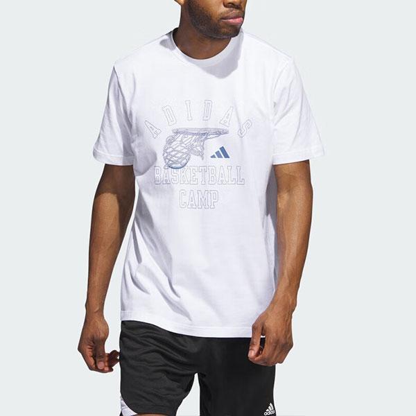 Adidas Alphabet Print Basketball Sports Round Neck T-Shirt Men Tops White IM4620