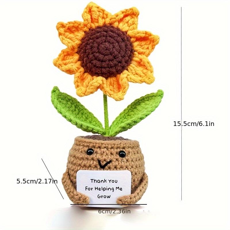

Handmade Crochet Sunflower Doll with Thank You Card - for Helping Me Grow -Perfect for Christmas, Birthday, Graduation