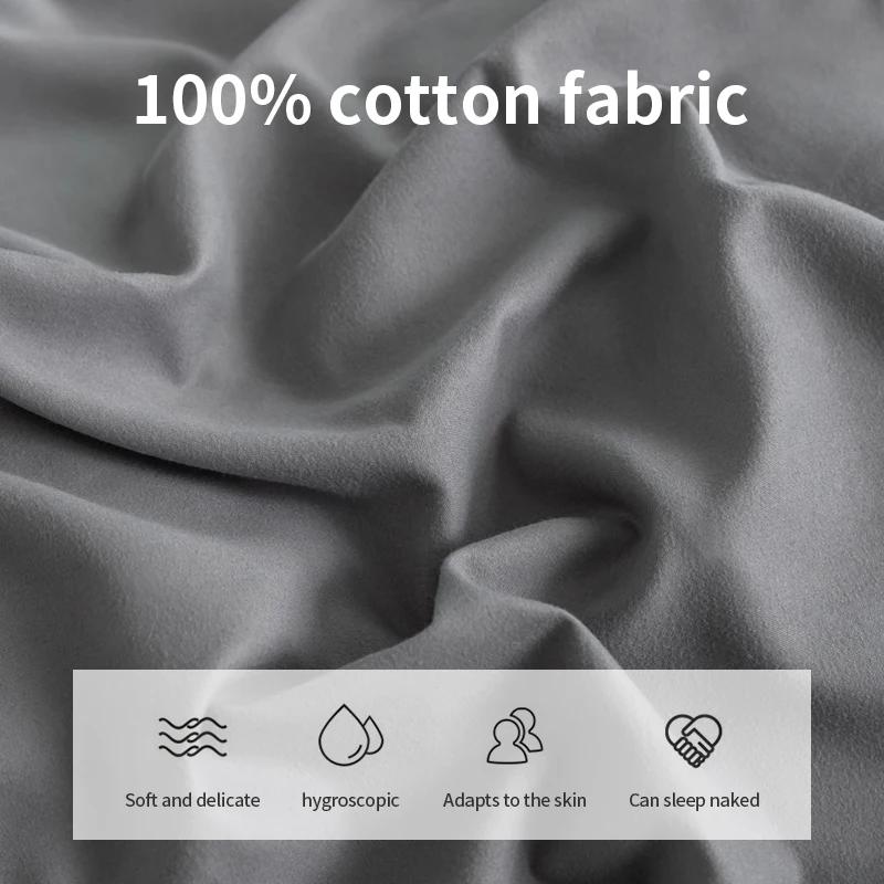 100% Cotton Bedding Set 3Pcs,Duvet Cover,Skin Friendly Breathable,2 Pillowcases,Twin Full Single Double Size,Solid Color