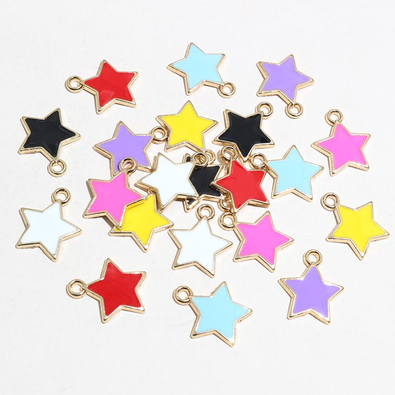 50pcs 14x12mm Enamel Star Charms Pendant Alloy Metal DIY Jewelry Making Accessories Findings for Earrings Necklace Bracelet