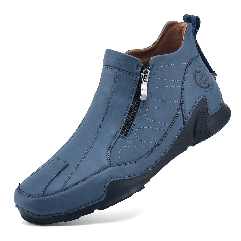 Fashion Brand Men's Breathable Soft Soled Casual Leather Shoes Fashion Spring New Style Men Comfortable Side Zipper Octopus Casual Shoes