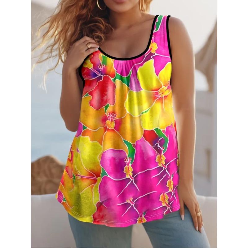 Summer Women's Sleeveless Vest Creative Personality Color Printing Comfortable Soft Oversized Fashionable Versatile Vest
