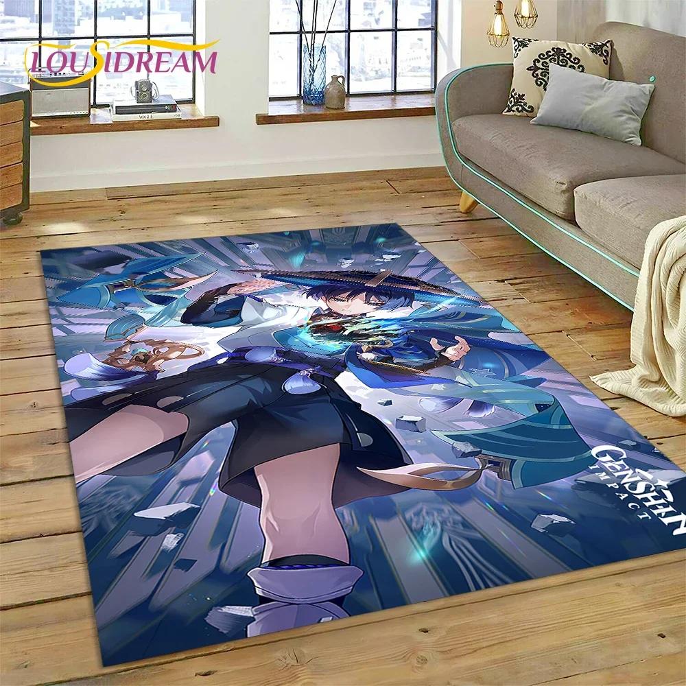 Latest Genshin Impact Cartoon Game Carpet Rug for Bedroom Living Room Home Sofa Decoration,Children Game Large Decor Floor Mat