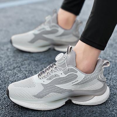 Spring and Autumn Summer Men's Rotating Button Running Shock Absorption Breathable Casual Sports Shoes