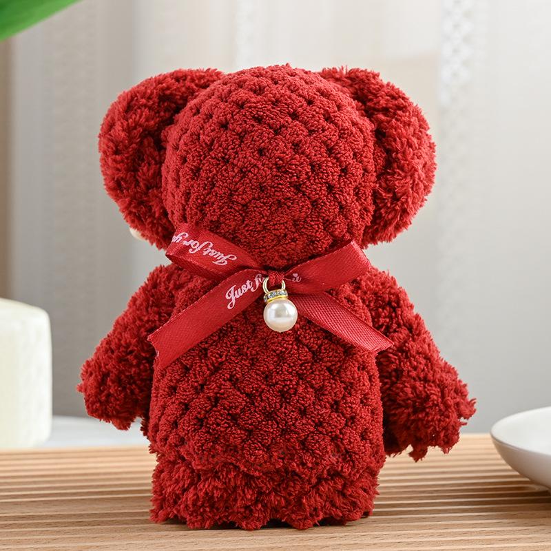 Coral Fleece Pineapple Grid Little Bear Towel - 30*30, Party Favor Gift