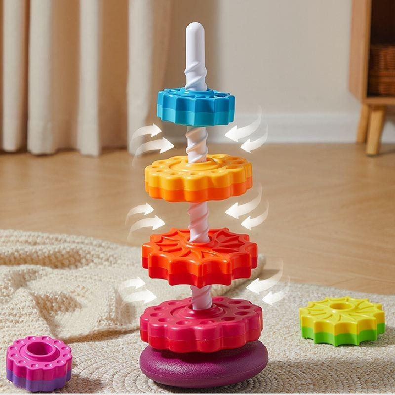 Colorful Plastic Rainbow Stacking Tower Toy For Toddlers Ages 1-2 Educational Fun