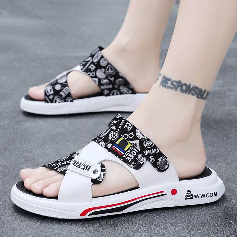 New summer sandals men's casual beach shoes trendy outdoor slippers outside ins dual-purpose driving cool slippers