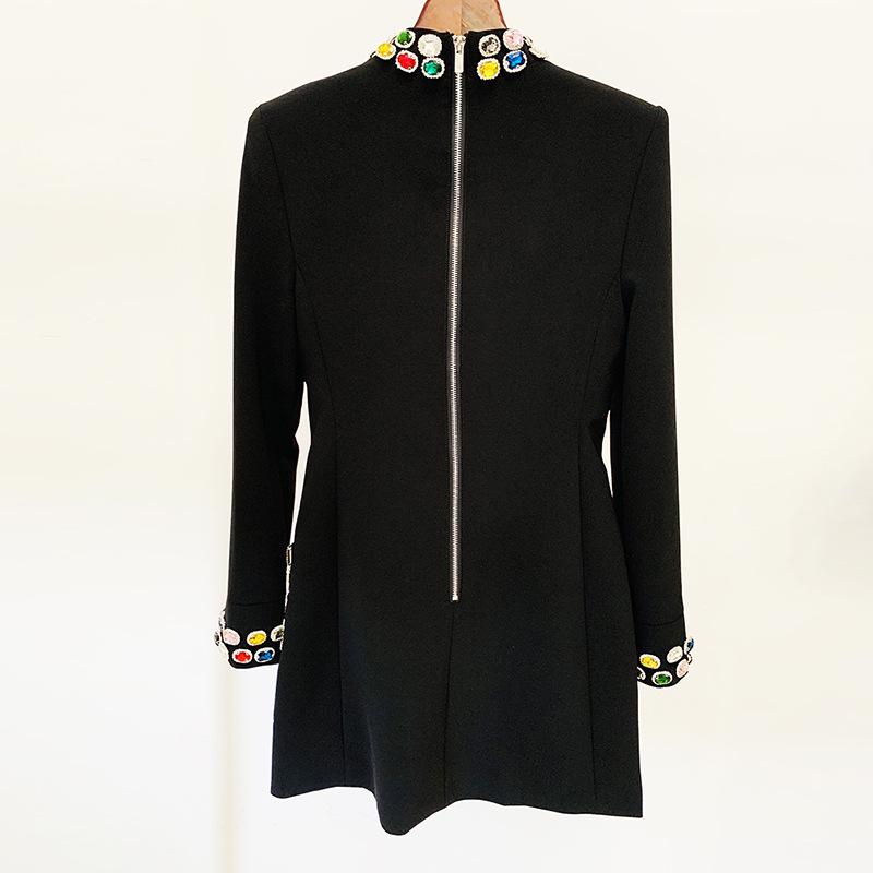 High-End Strass- und Edelstein-Perlen-Langarmkleid - Mode Frühjahr 2026