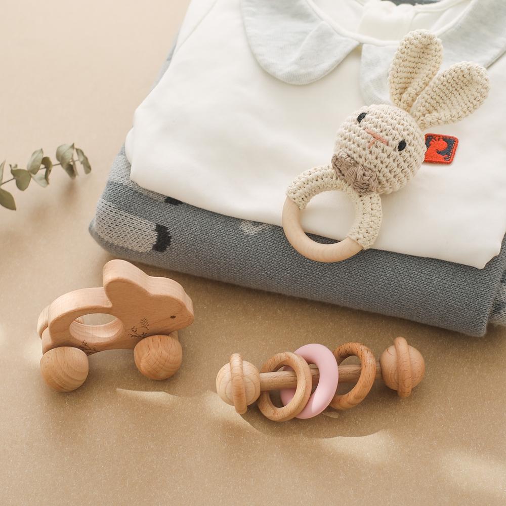 3Pc Baby Rattle Toys Wooden Animal Car And Crochet Rattle Sets Baby 0 12 Months Toys Teething Toys Baby Accessories Baby Toys