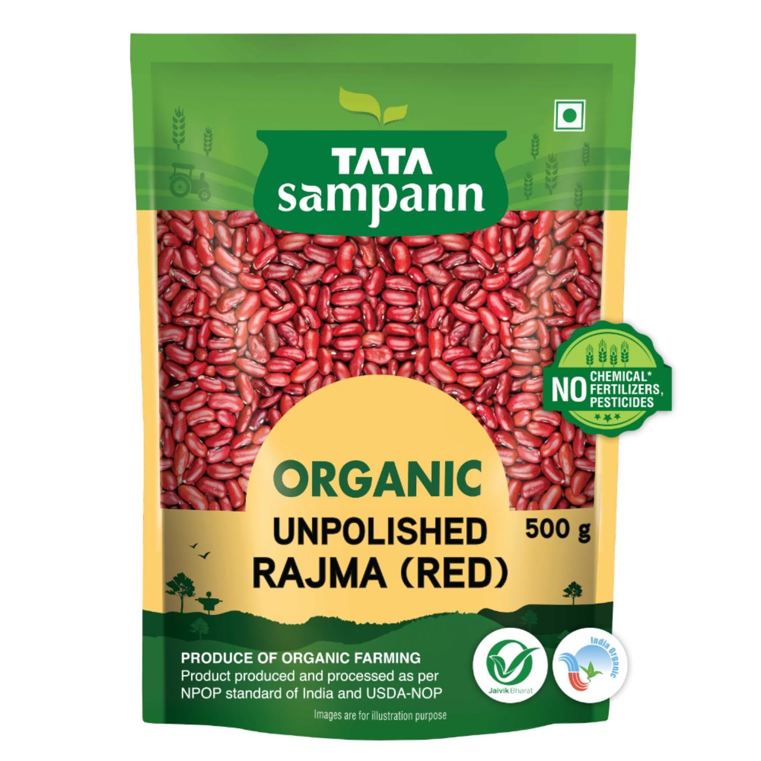 Tata Sampann Organic Unpolished Red Rajma Kidney Beans 500 G Protein Rich