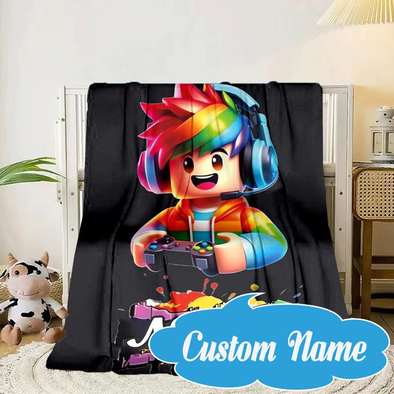 Custom Name Ro-blox Adventure Quests Blanket bed sofa Blanket Flannel Blanket for Camping, Hiking, Picnic Essentials,gift for Fan family