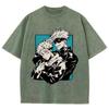 Anime Jujutsu Kaisen  Satoru Gojo And Itadori Yuji Print T Shirt Men Women Y2k T-shirts Washed Cotton Tee Harajuku Male Tshirt