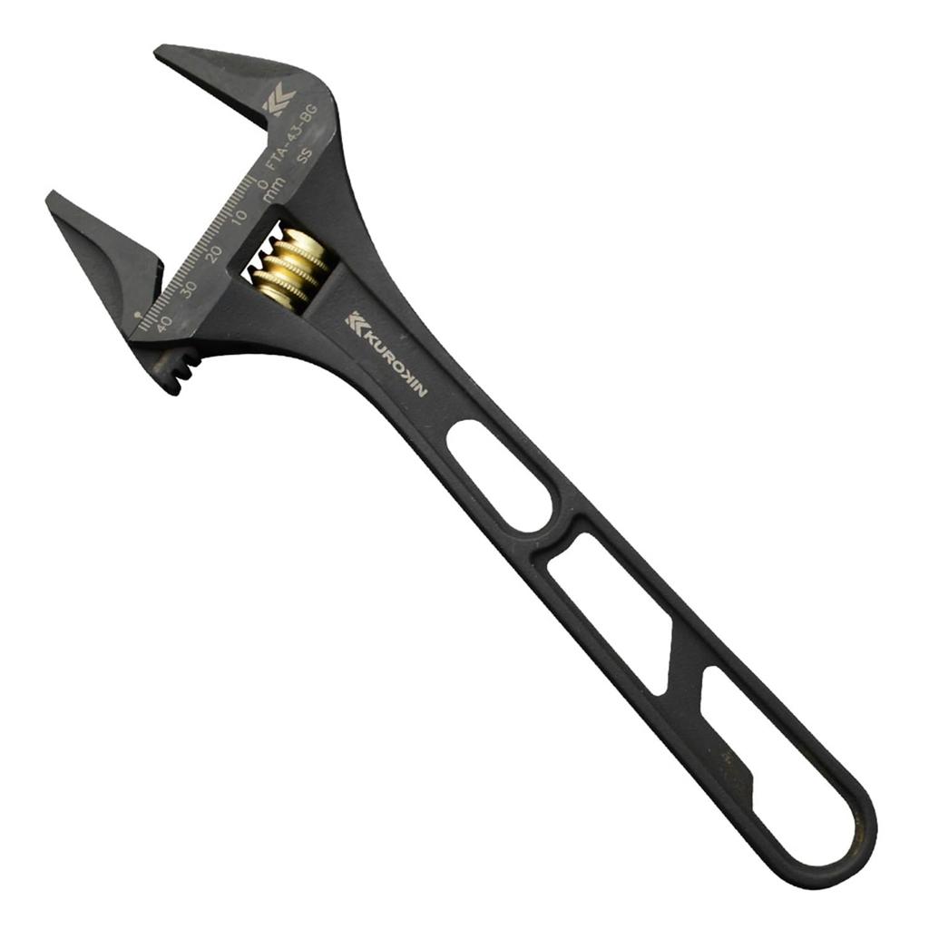 Fujiya Light Monkey, Non-serrated, Black and Gold, Total Length 252mm, Maximum Opening 43mm, FTA-43-BG