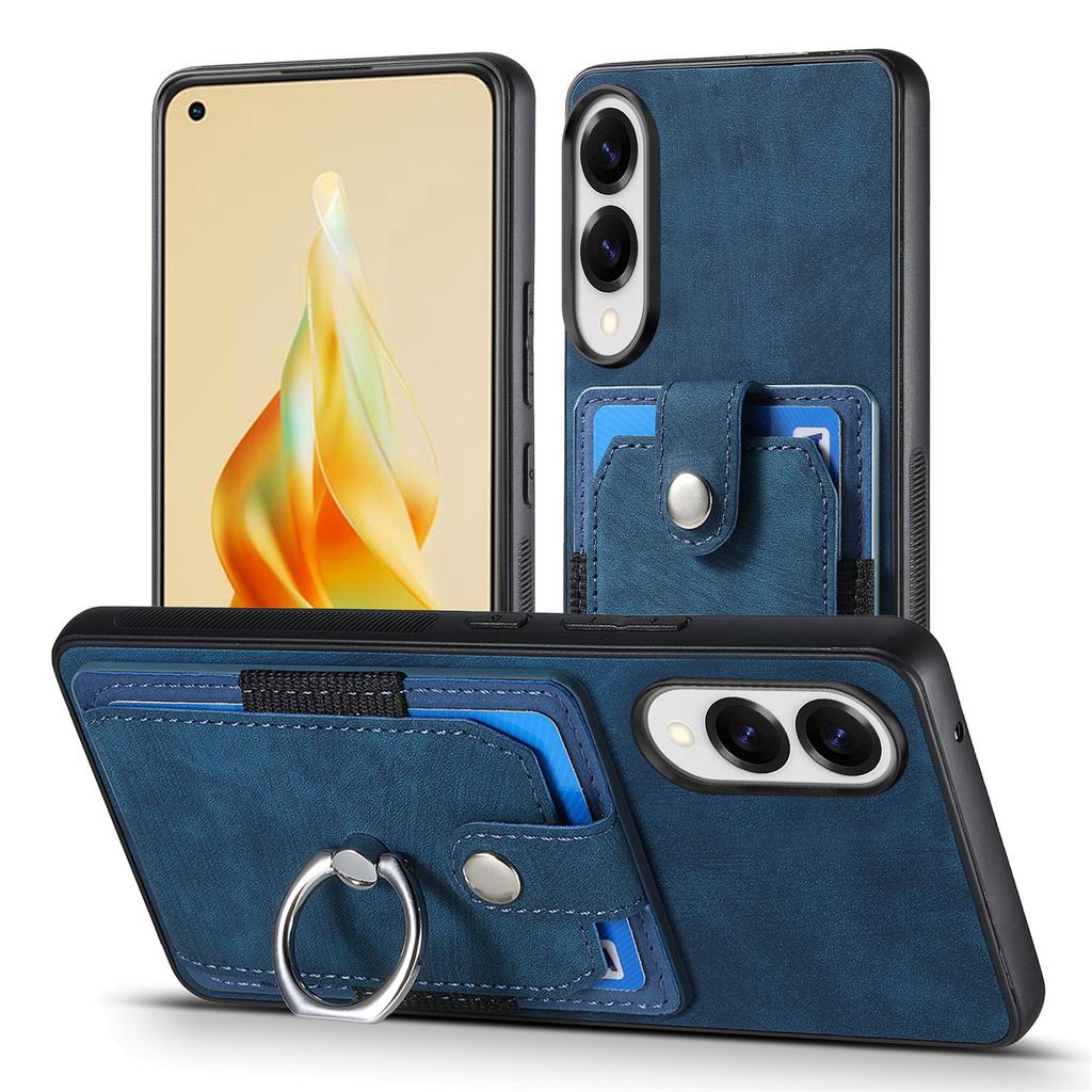 Für Samsung Galaxy S25 Edge Handyhülle Leder Rückseite mit Kartenfächern Ständer