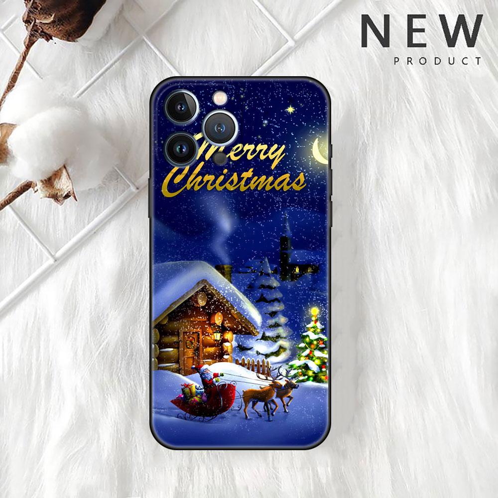 Frohe Weihnachten Telefon Fall Für iPhone 11 13 Pro Max 12 Mini 7 8 Plus SE 2020 X XS 6 6S 5 5S Luxus Funda Silikon Zurück Abdeckung Sac