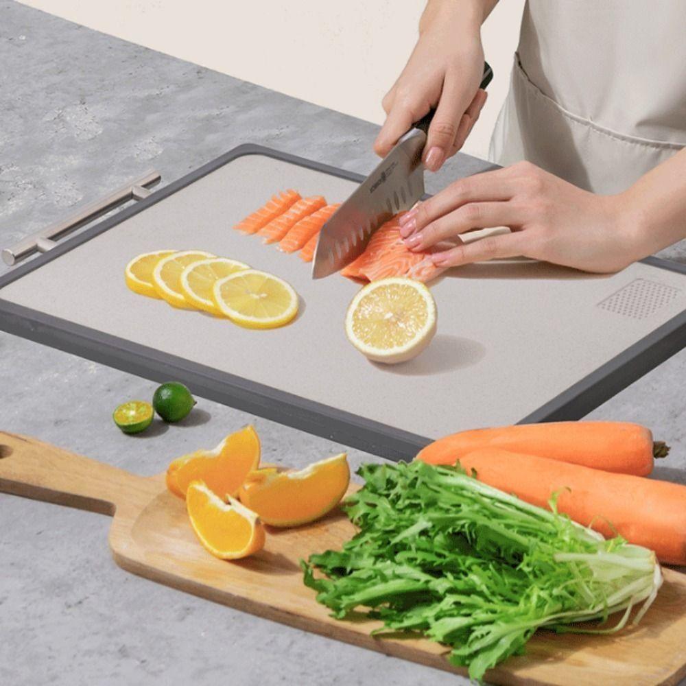 Scratch Resistant Stainless Steel Cutting Board Double Sided Use Kitchen Chopping Block  Fruits