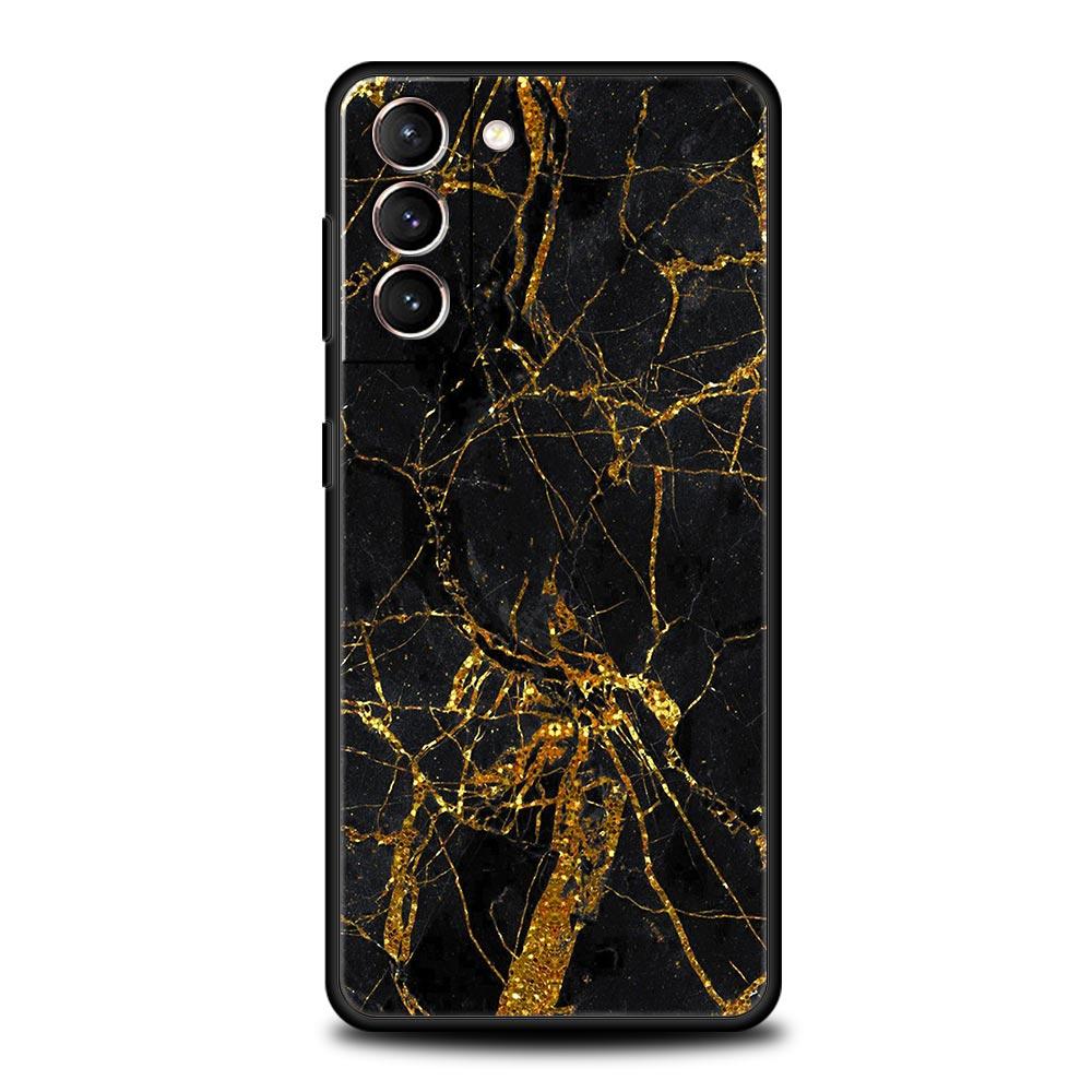 Black Gold Marble Pattern Phone Case For Samsung Galaxy S22 S21 S20 Ultra FE 5G S10E S10 S9 S24 Plus S23 Cover Shell