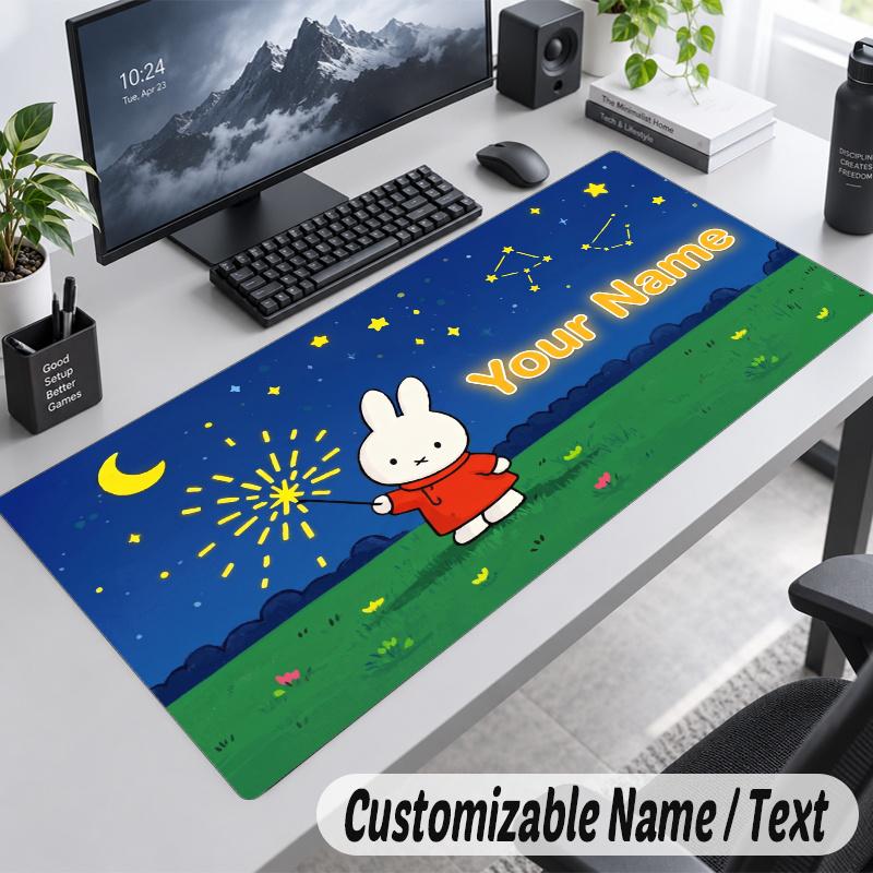 Miffy Personalized Large Mouse Pad Custom Name Text Extended Desk Mat Gaming Mousepad