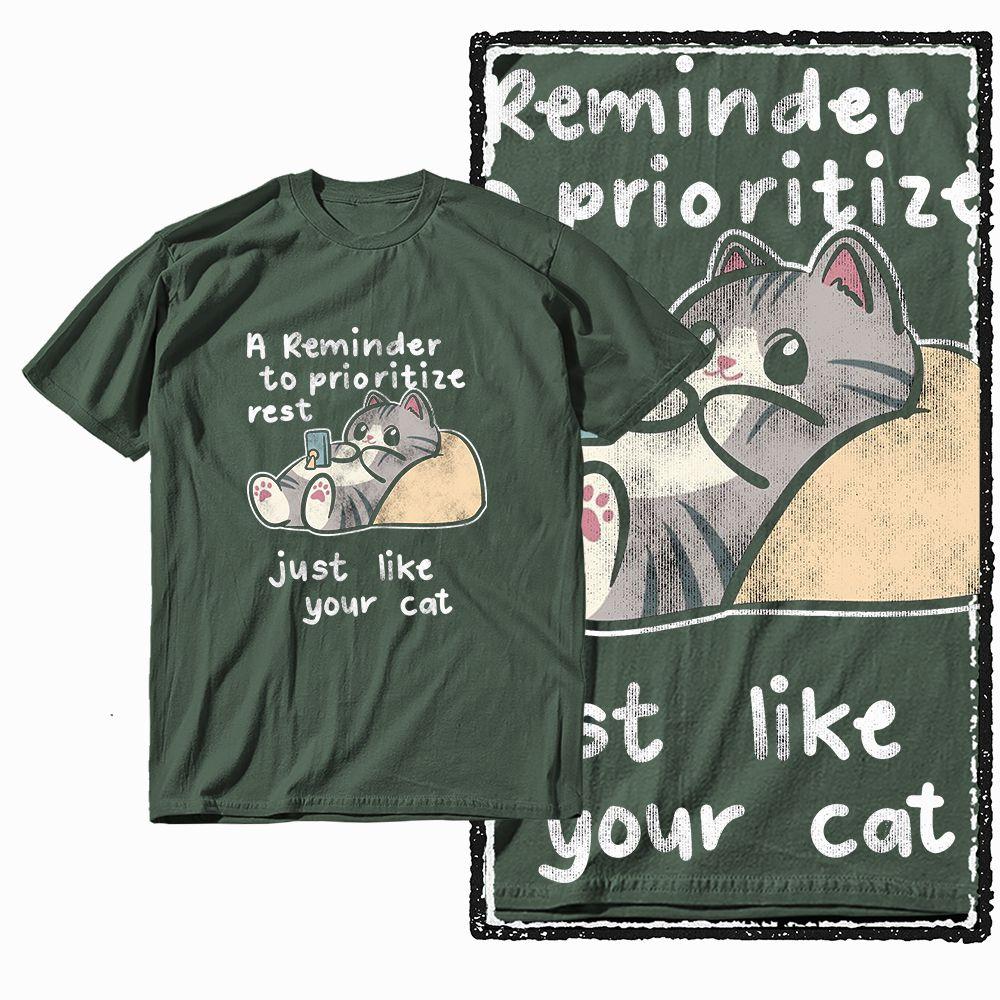 G56 Army Green Collection Cotton oneck Cat Graphic Unisex Tshirt Streetwear Big Size Cool Vintage Unisexs Tee Tshirt S