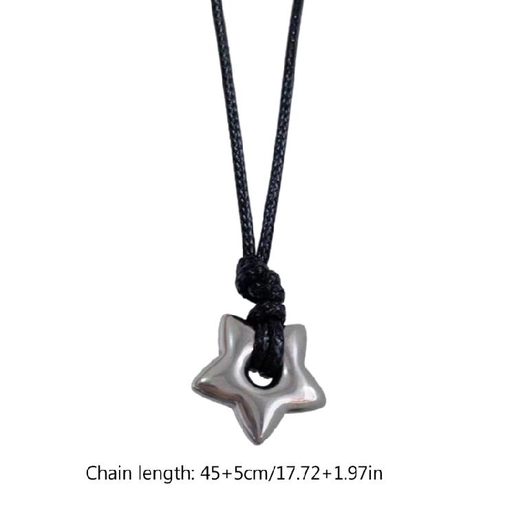 Vintage Fashion Star Pendant Necklace for Women Men Adjustable Length Wax Rope Collarbone Chain Handmade Jewelry