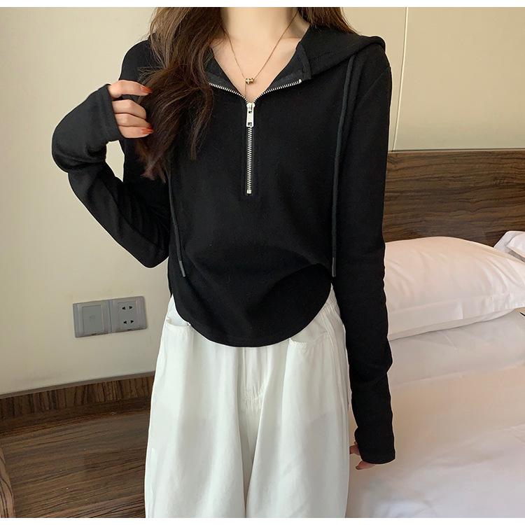 Sudadera con capucha y cremallera para mujer estilo coreano para primavera/otoño 2022: Nuevo Diseño Delgado de Manga Larga