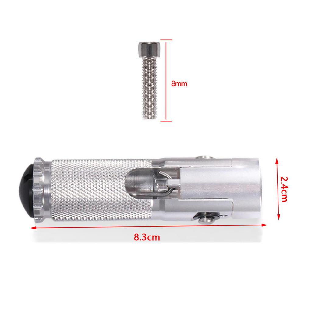 SZYUMO Universal Motorcycle 8mm Foot Pedal CNC Aluminum Alloy Round Folding Pedal Return Accessory Silver