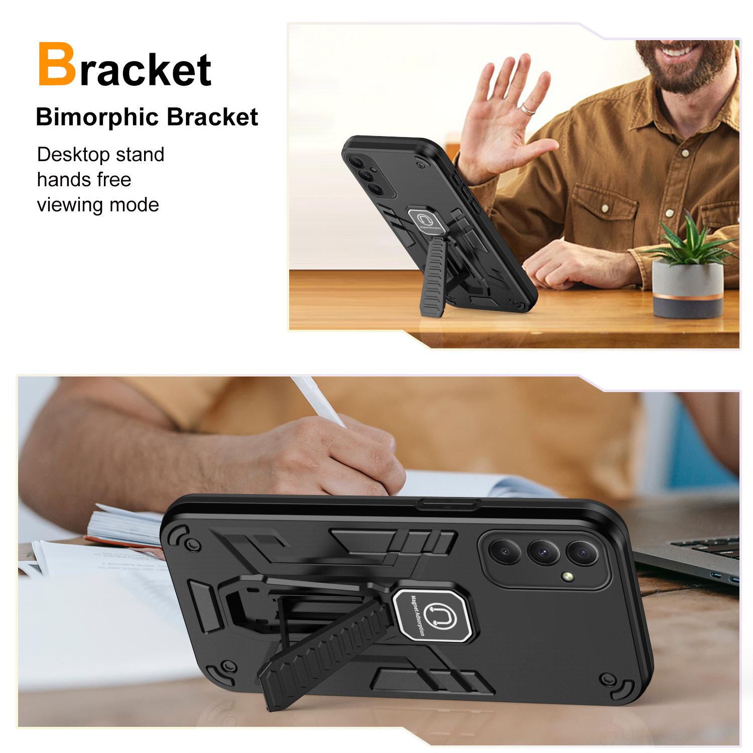 

For Samsung Galaxy A34 5G Case Anti-drop PC+TPU Kickstand Phone Cover Black