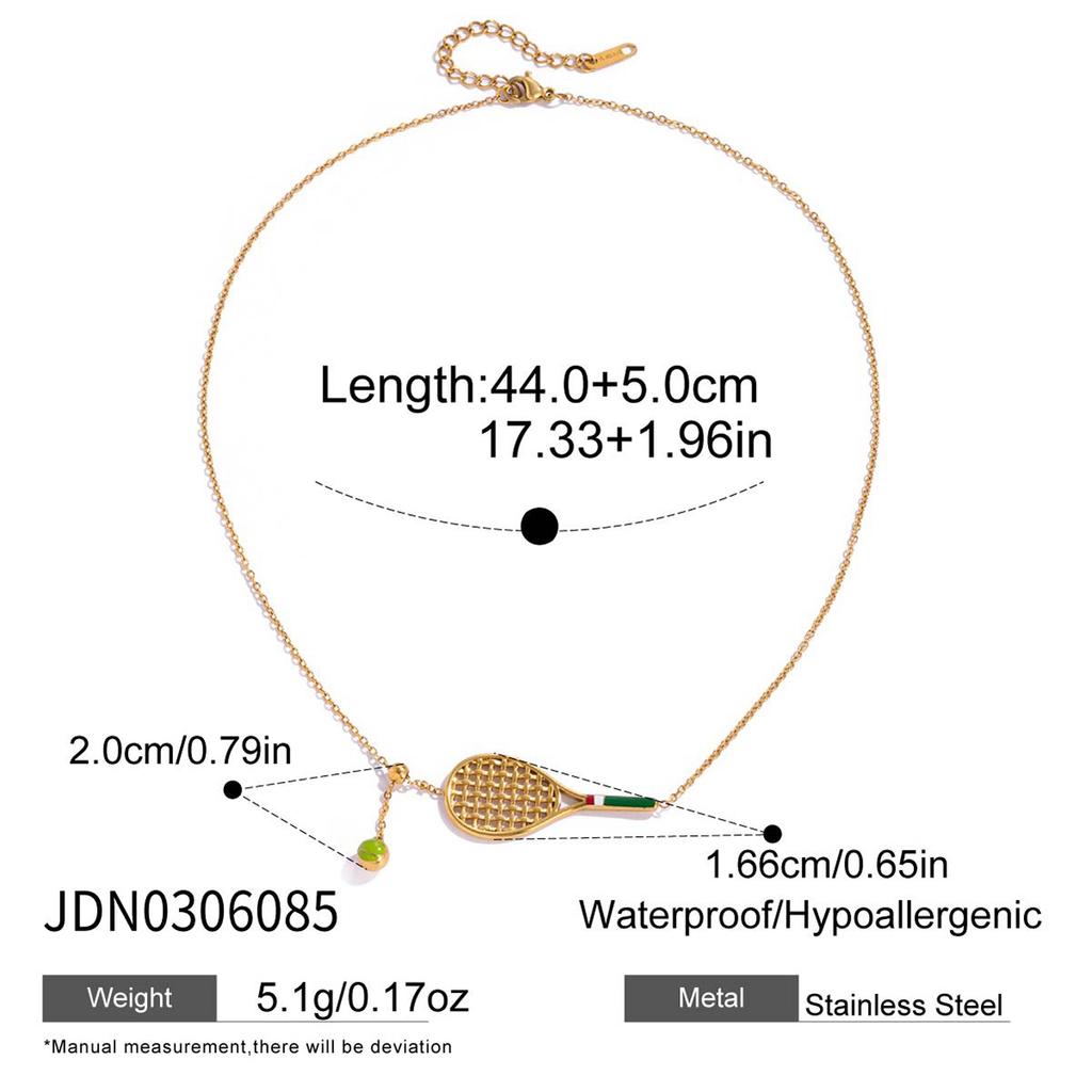 JYL TS Bracelet Necklace Tennis Racket Pendant Inspires Passion & Goals