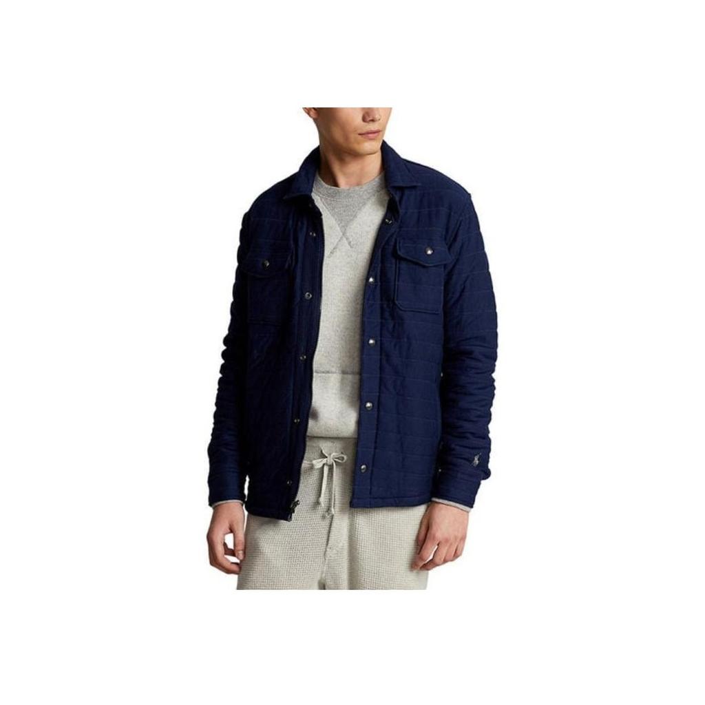Polo Ralph Lauren FW23 Solid Color Single-Breasted Collar Long Sleeve Jacket Men Jacket Navy-Blue 710880324-001