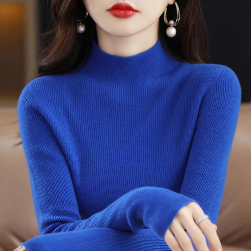 2024 Women's Half-Turtleneck Slim Fit Knitted Sweater - Autumn/Winter Wear