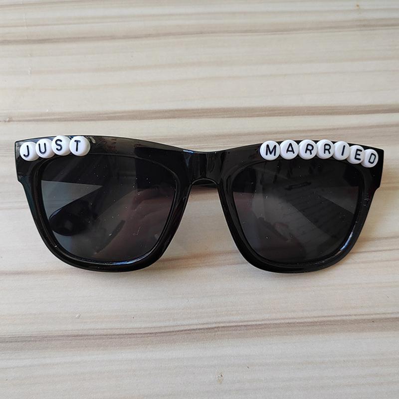 Just Married Herzförmige Sonnenbrille Hochzeit Brautjungfer Braut zu sein Foto-Requisiten Team Braut Brautparty Junggesellinnenabschied