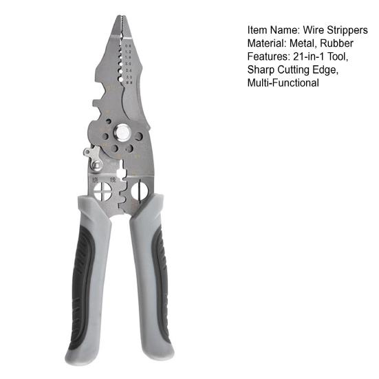 Wire Strippers Precise Stripping 0.08-1.6mm Cutting Crimping Wire Cutter Stripper 21-in-1 Foldable Multi-Function Tool