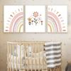 Rosa Sonne Wolke Regenbogen Blume Schmetterling Kindergarten Nordic Poster Und Drucke Leinwand Malerei Wand Kunst Bilder Baby Kinder Zimmer Dekor