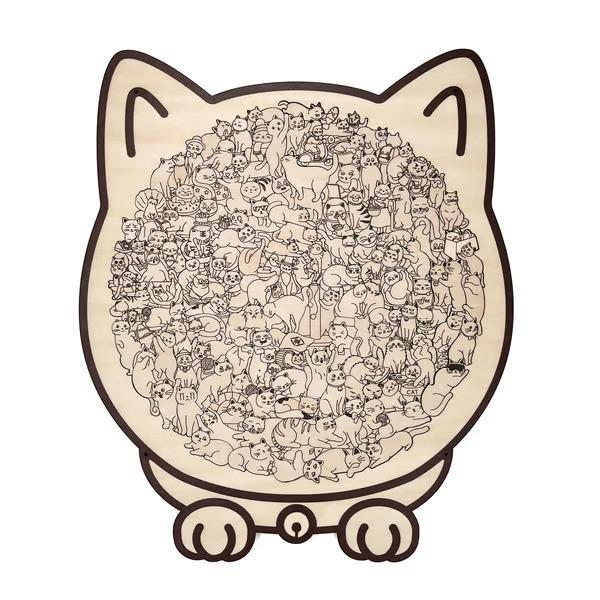 135-Piece Cat & Dog Animal Wooden Jigsaw Puzzle Ornament for Creative Home Decor