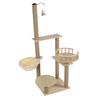 Cat Tree Multilevel Cat Climbing Tower Hemp Cable Covered Scratching Post with Hammock Dangling Toy