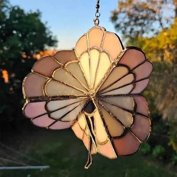 Tančící Vitrážová Dáma Skleněný Spinner Akrylový Přívěsek Závěsná Dekorace Umělecká Ozdoba