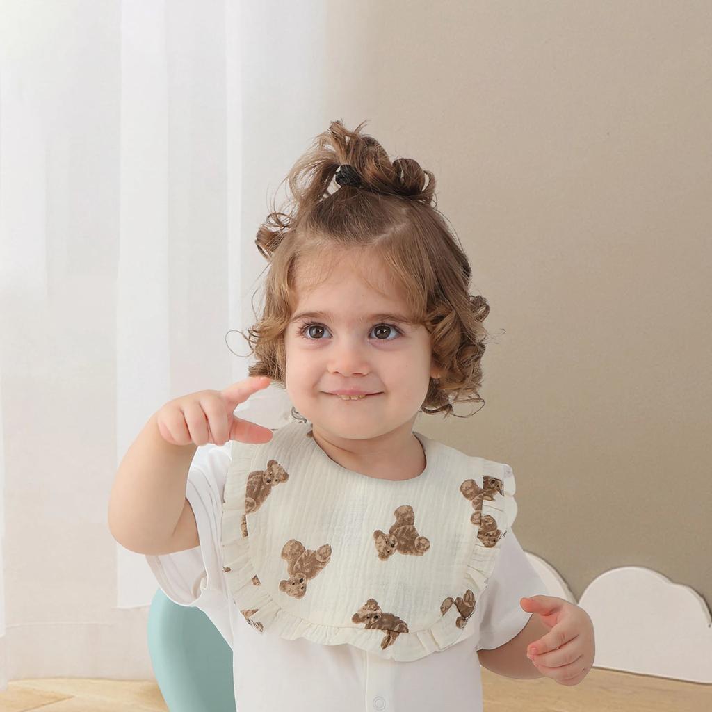 Baby Saliva Towel Infants Feeding Drool Bib Lace Floral Soft Cotton Burp Cloth for Newborn Breathable Kids Bibs with Ruffle