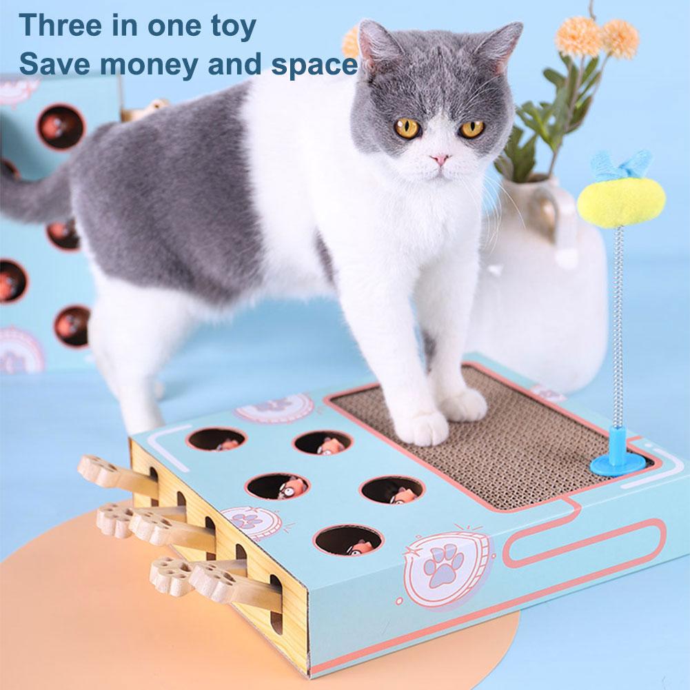 Whack-a-Mole Cat Scratching Board Toy Cat Toy Grinding Claw Rest Play Funny Cat Interactive Multifunctional Cat Supplies