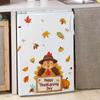Retro-style Thanksgiving Turkey Window Sticker with Warm Elements. Self-adhesive, No Residue.