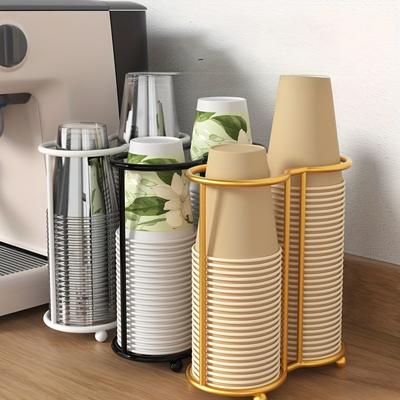 1 estante de almacenamiento para vasos de papel de escritorio, dispensador de agua para el hogar, barra para leche, té, cafetería, portavasos desechables.