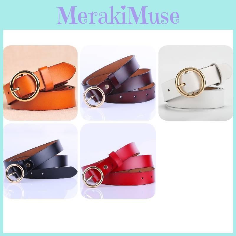 Ceinture en cuir pour femme, vintage et tendance, fabriquée en cuir de vachette véritable avec boucle ronde pour des tenues élégantes et un usage quotidien.