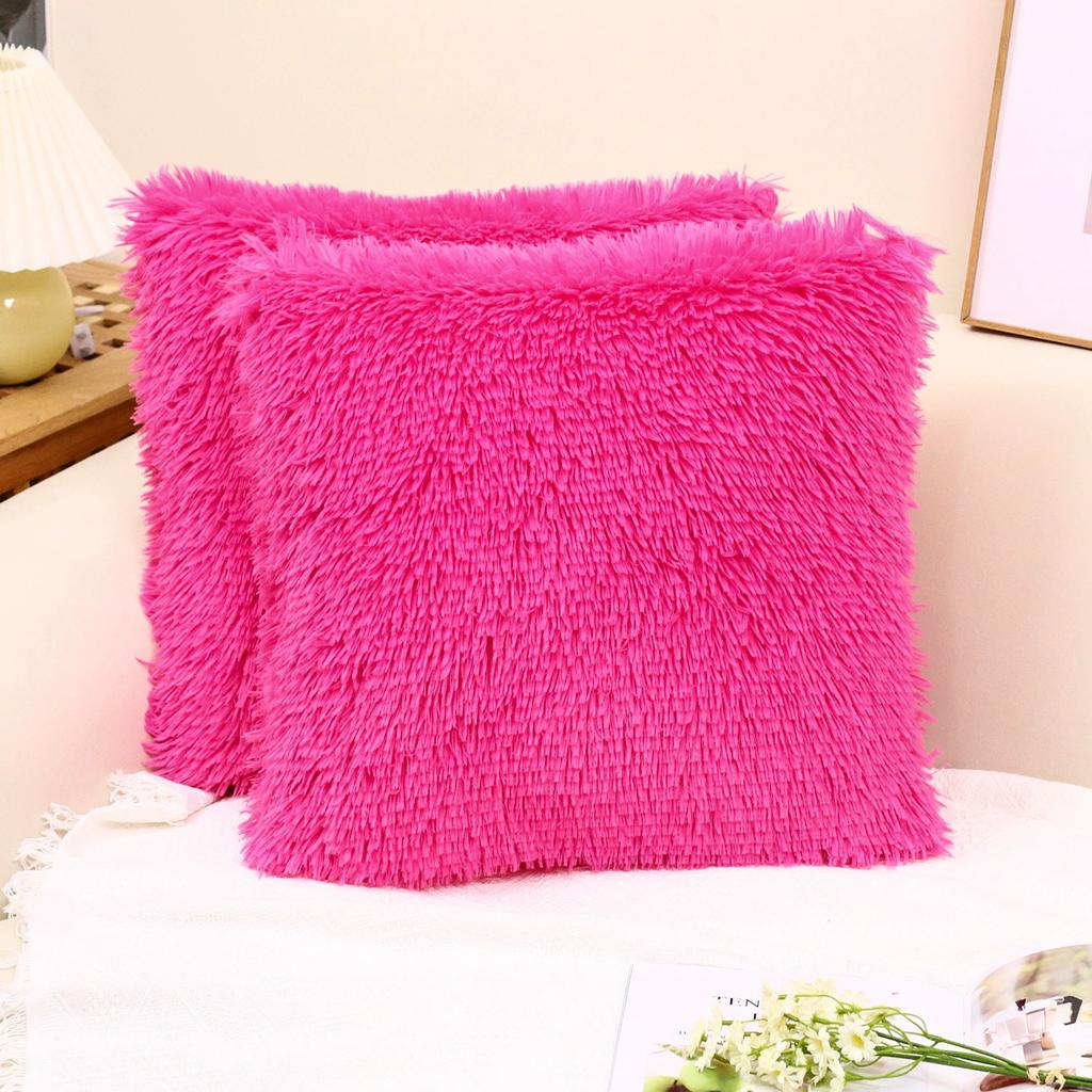 Luxury Soft Faux Fur Fleece Cushion Cover Pillowcase Spring Decorative Throw Pillows Covers, No Pillow Insert,18x18 Inch 2 Pack