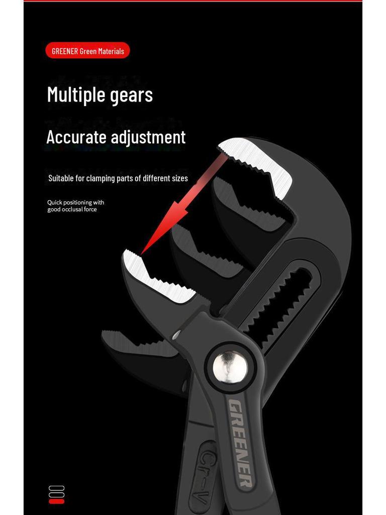 Green Forest Adjustable Universal Water Pump Pliers - Multi-functional, Large Mouth