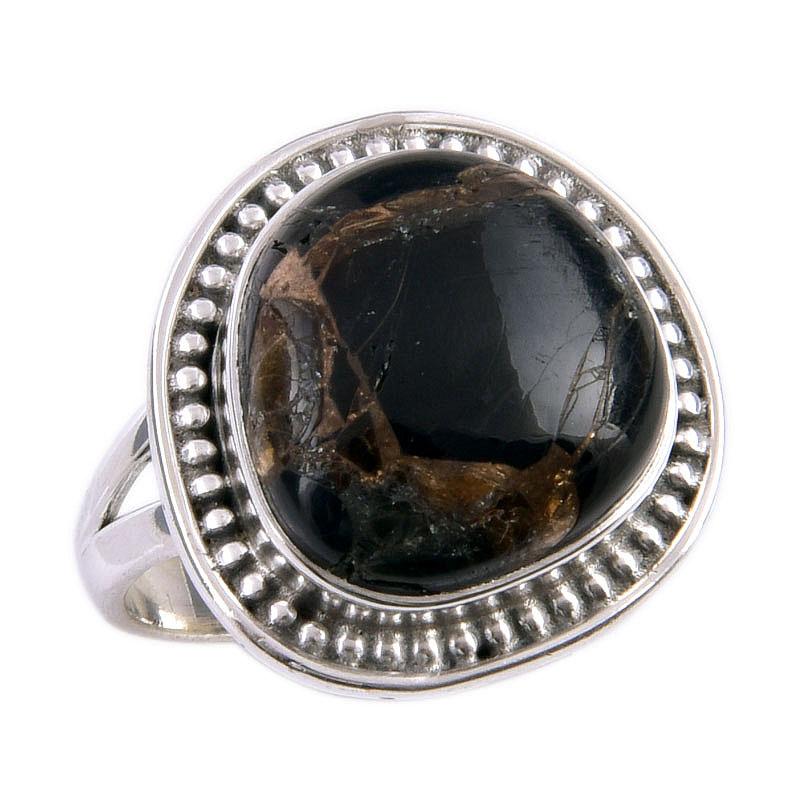 Natural Black Copper Turquoise Gemstone 925 Solid Sterling Silver Ring S.6 z0L73