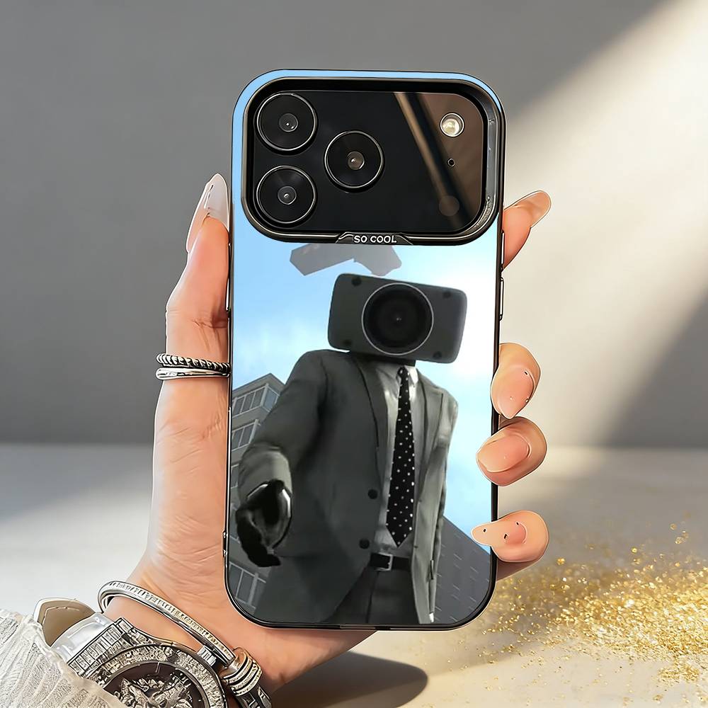 Custodia per Telefono ANIME S-Skibidi T-Toilet Per iPhone17,16,15,14,13,12,11,Pro,MAX Grigio Opaco Silicone Copertura Nera