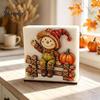 Solid Wood Tissue Storage Fall Scarecrow Wooden Napkin Holder, Harvest Pumpkin Autumn Table Accents Dispenser, Thanksgiving Farmhouse Tabletop