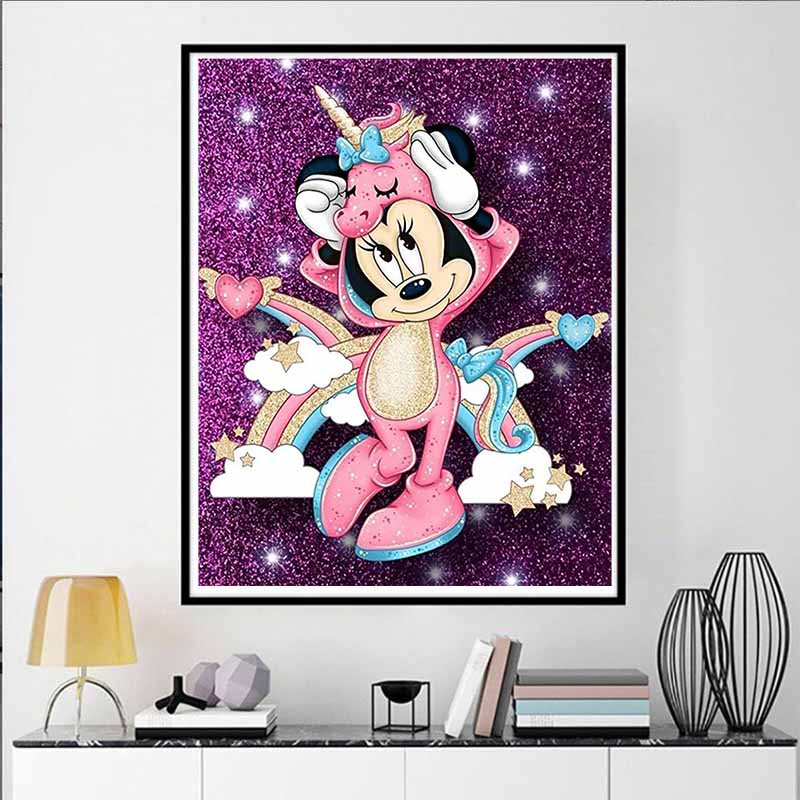 Disney Diamond Painting Minnie Mouse Pajamas Dreamy and Healing Illustration Mosaic Embroidery Diamond Painting Cross stitch Home Decoration 5D DIY