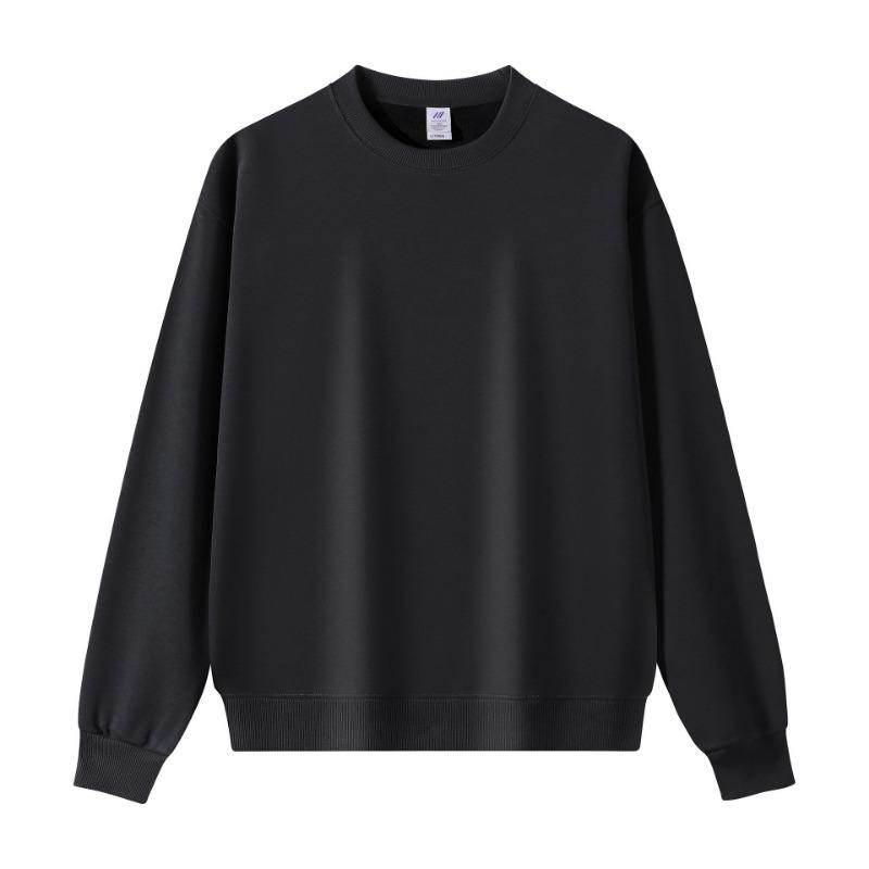 

Autumn and winter new cotton crew neck sweater solid color loose casual men s and women s tops S чёрный