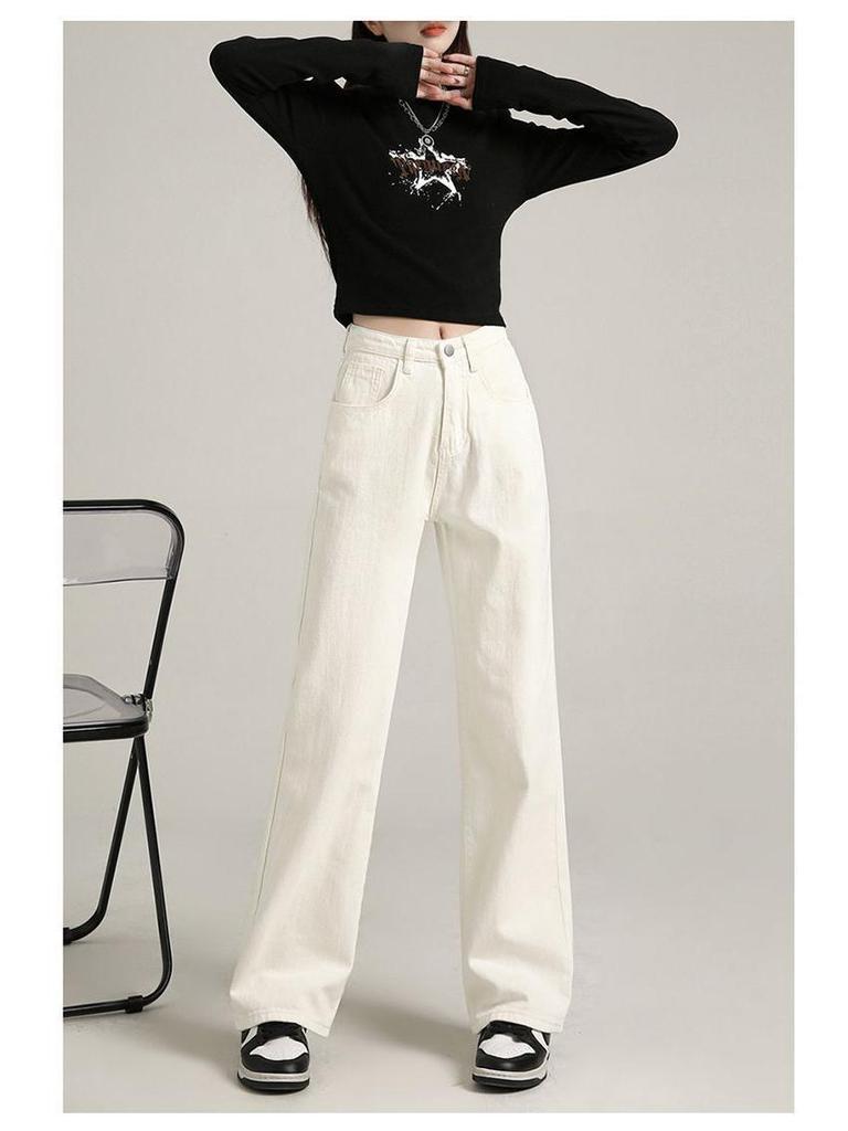 > Aprikot Samt Weite Hosen: Damen Herbst/Winter 2026 High-Waist Warme Gerade Hosen